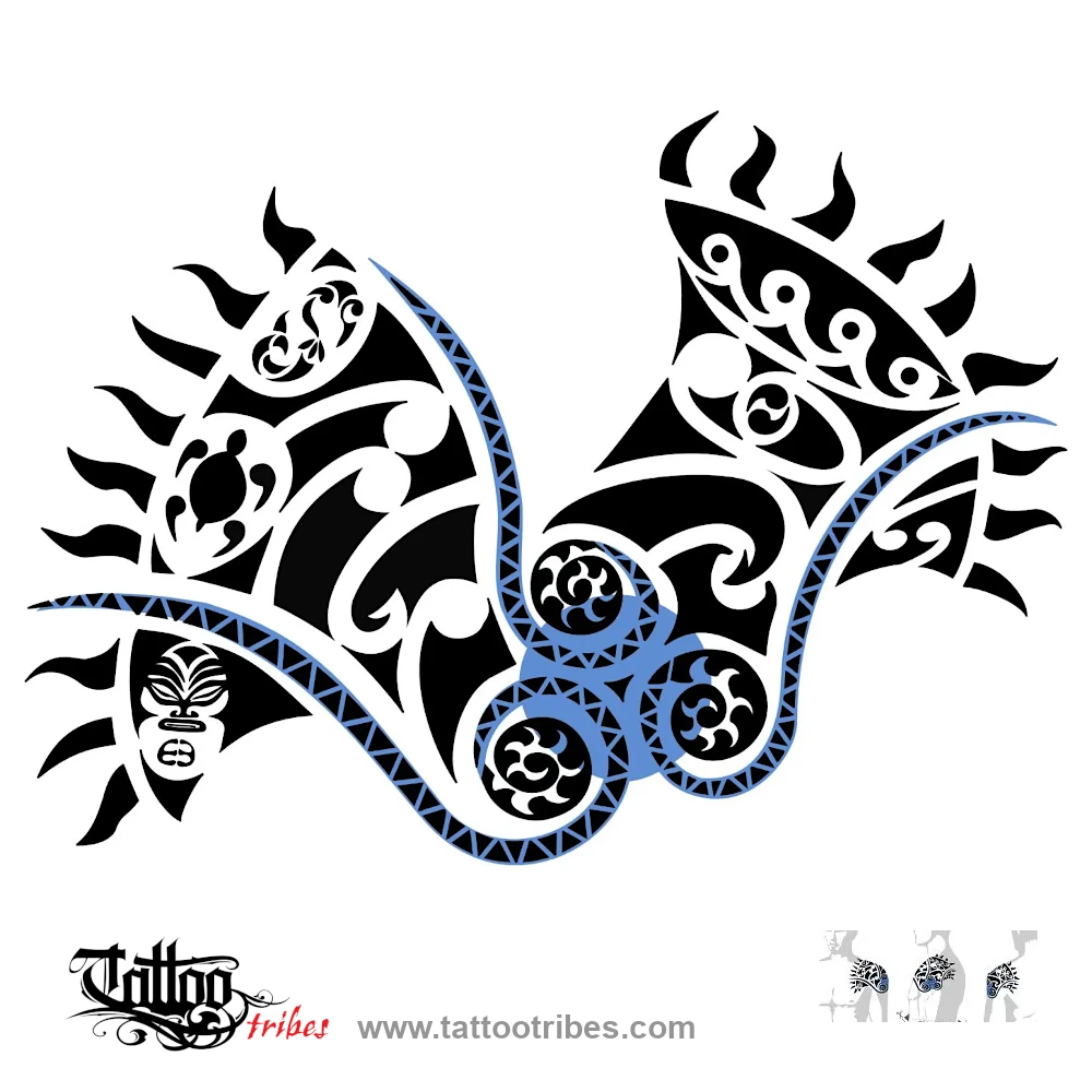 Tattoo image of Sun shoulder, Maori cover-up