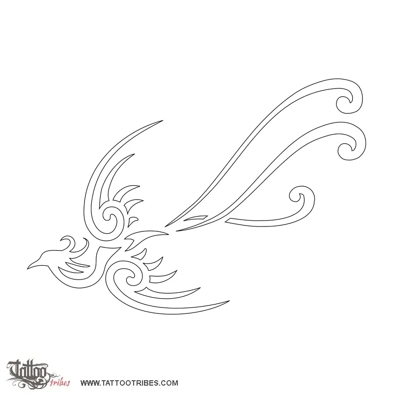 Stencil outline of Small phoenix, Rebirth