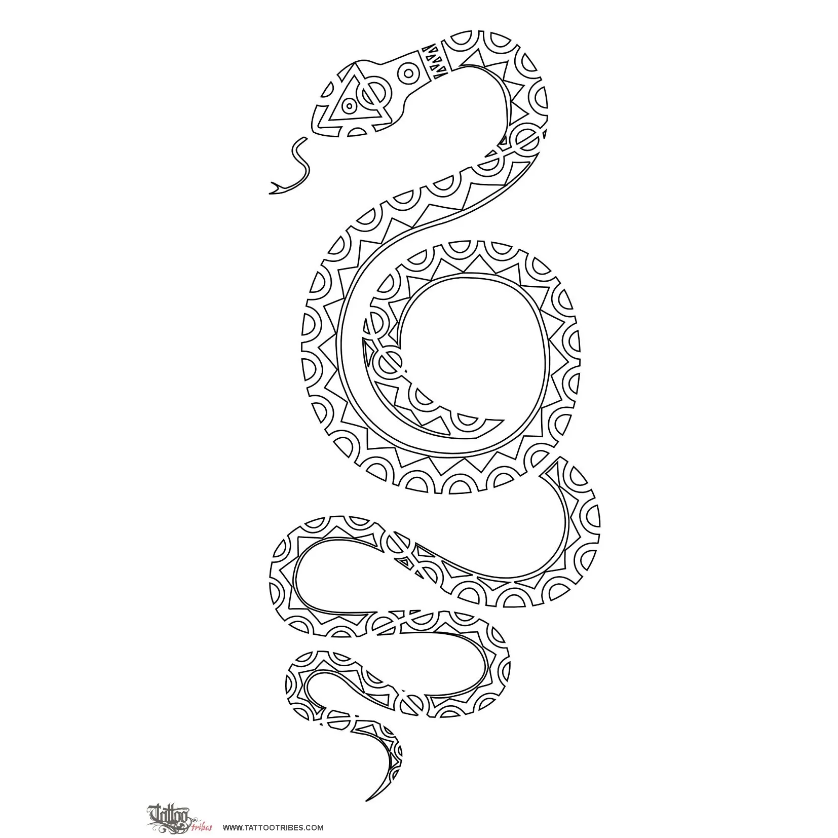 Stencil outline of Snake, Wisdom, charm