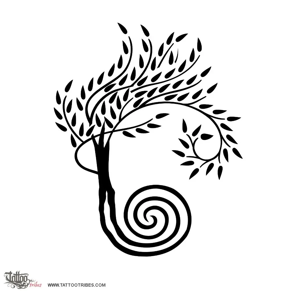 Tattoo image of Spiraling tree roots, Life, unity