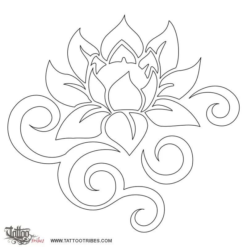 Stencil outline of Tribal lotus, Beauty and strength