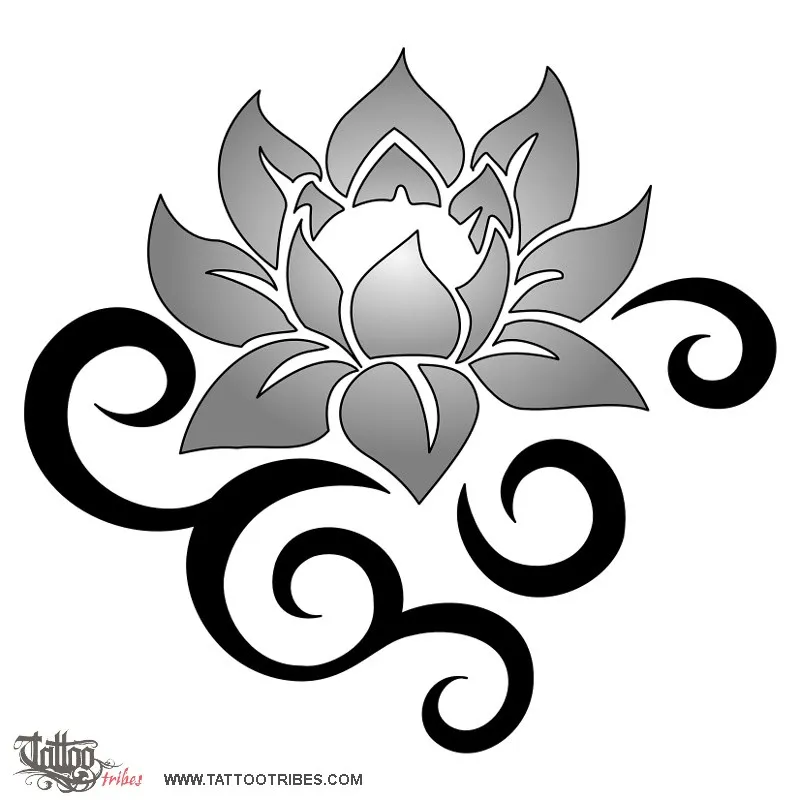 Tattoo image of Tribal lotus, Beauty and strength