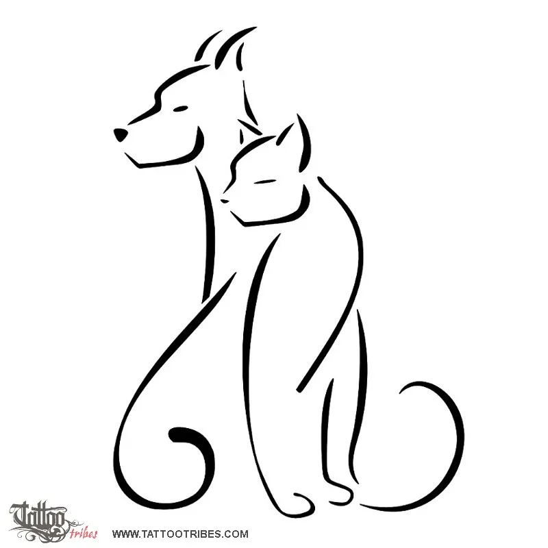 Tattoo image of Cat and dog, Shelter