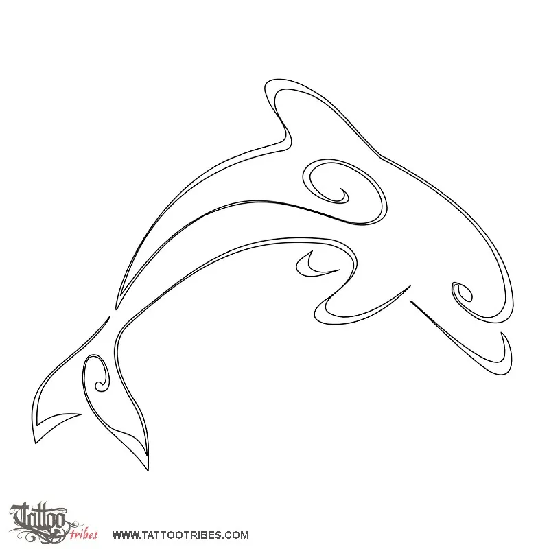 Stencil outline of Stylized dolphin, Friendship, joy