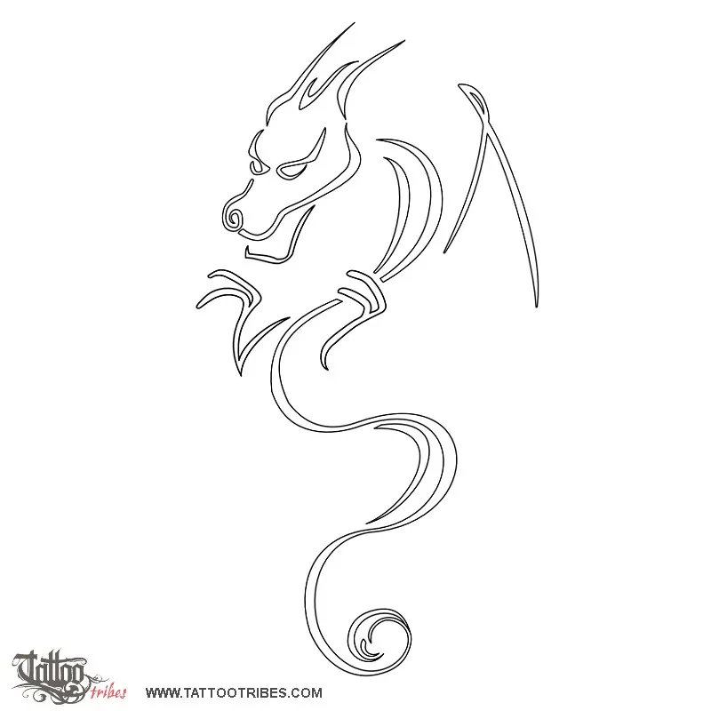Stencil outline of Stylized dragon, Strength, protection