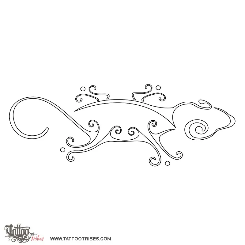 Stencil outline of Stylized gecko, Luck, protection