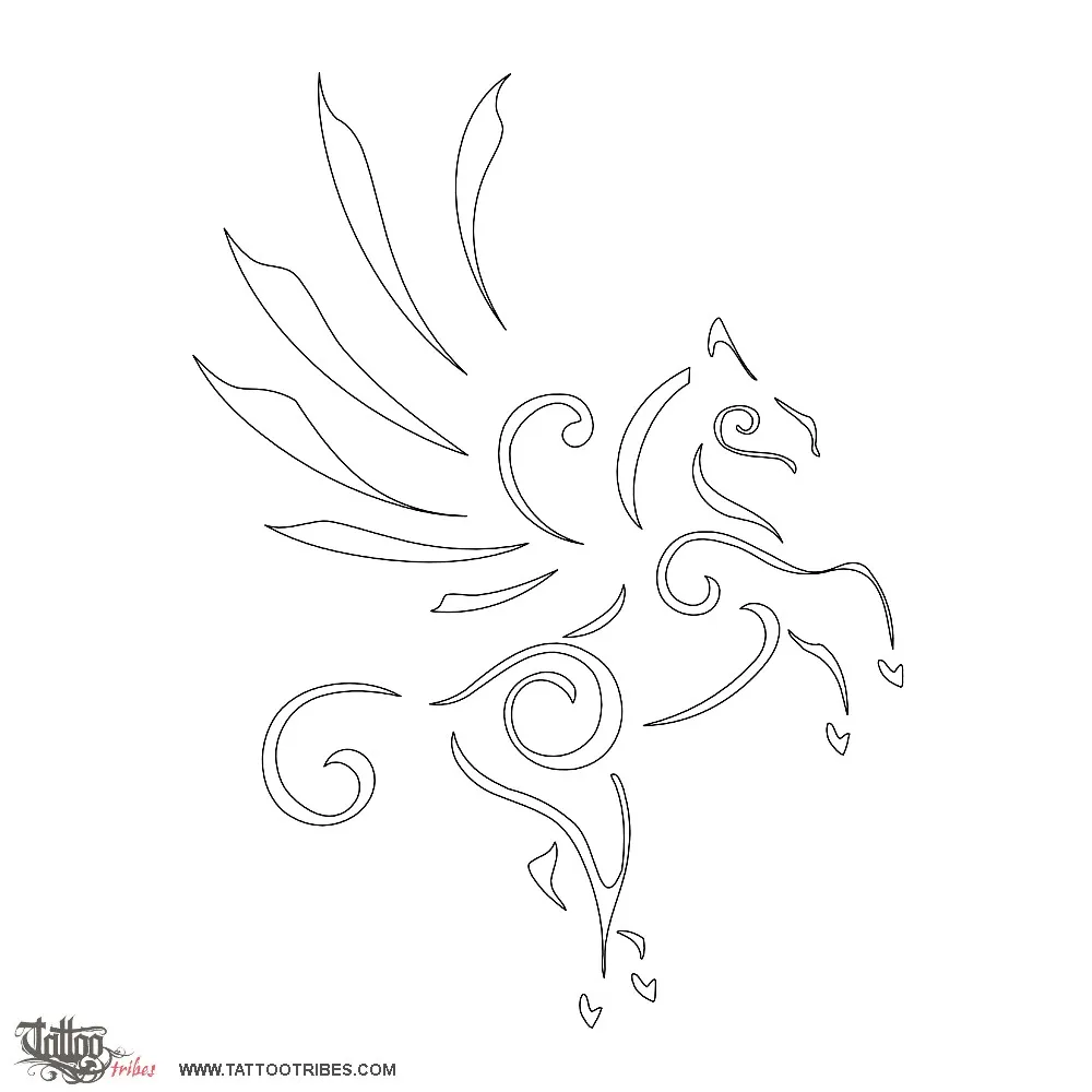 Stencil outline of Stylized Pegasus, Inspiration, elevation