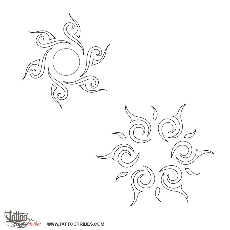 Stencil outline of Tribal sun, Joy, eternity