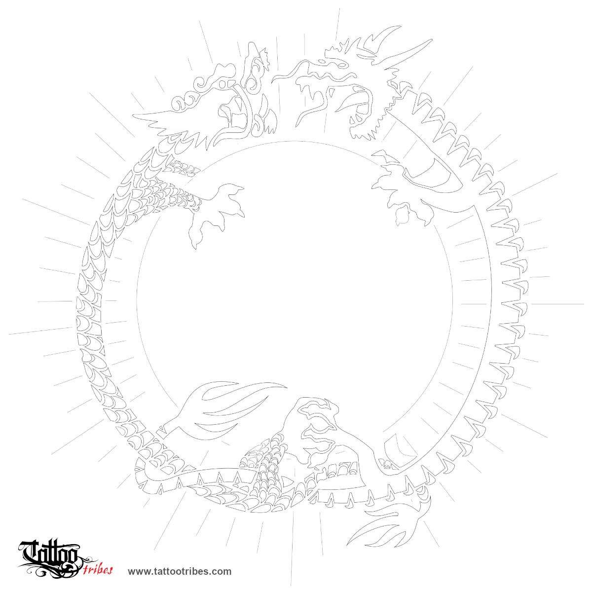 Stencil outline of Sun and dragons, Supremacy