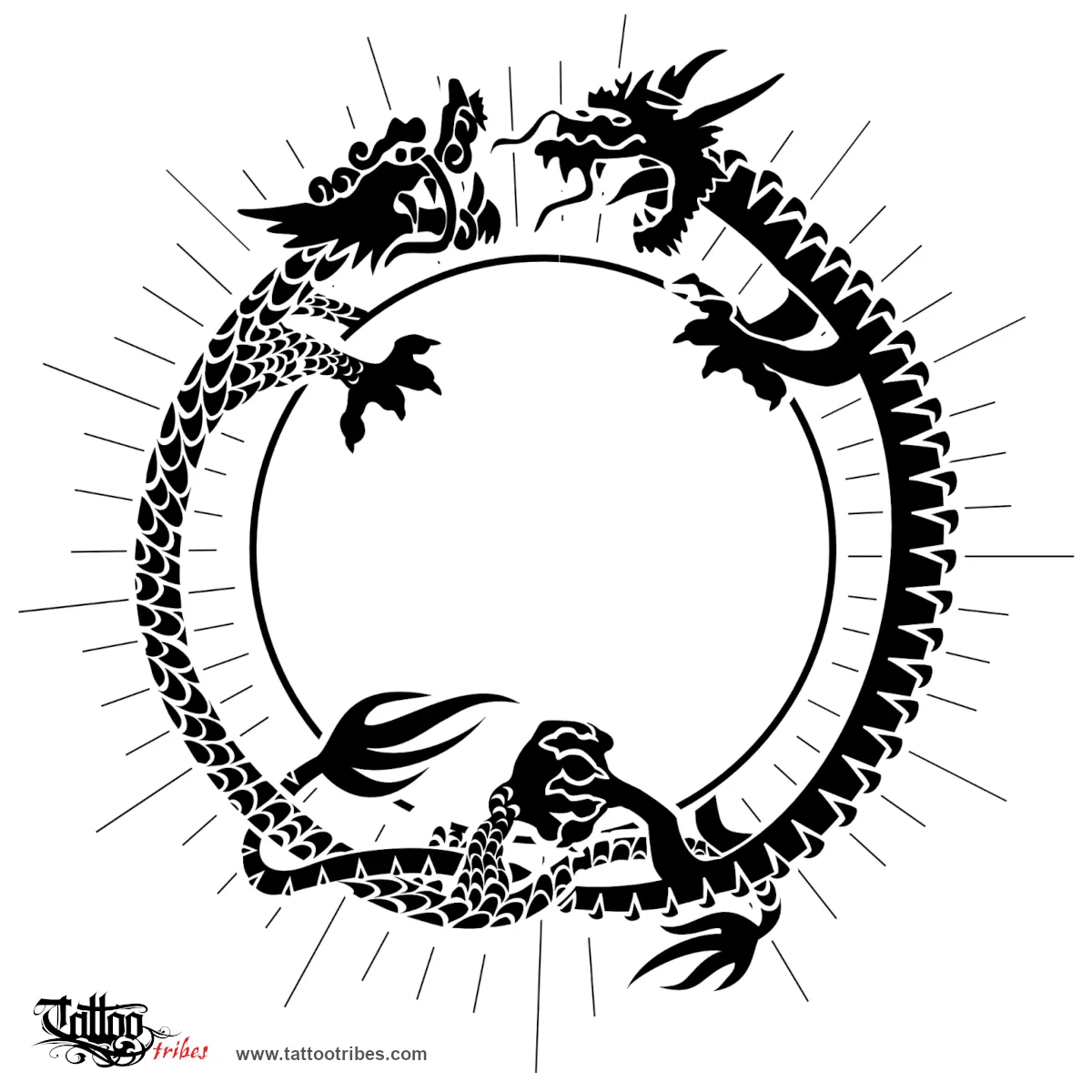 Tattoo image of Sun and dragons, Supremacy