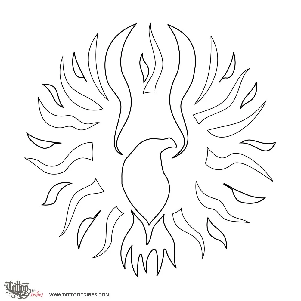 Stencil outline of Sun eagle, Power, freedom