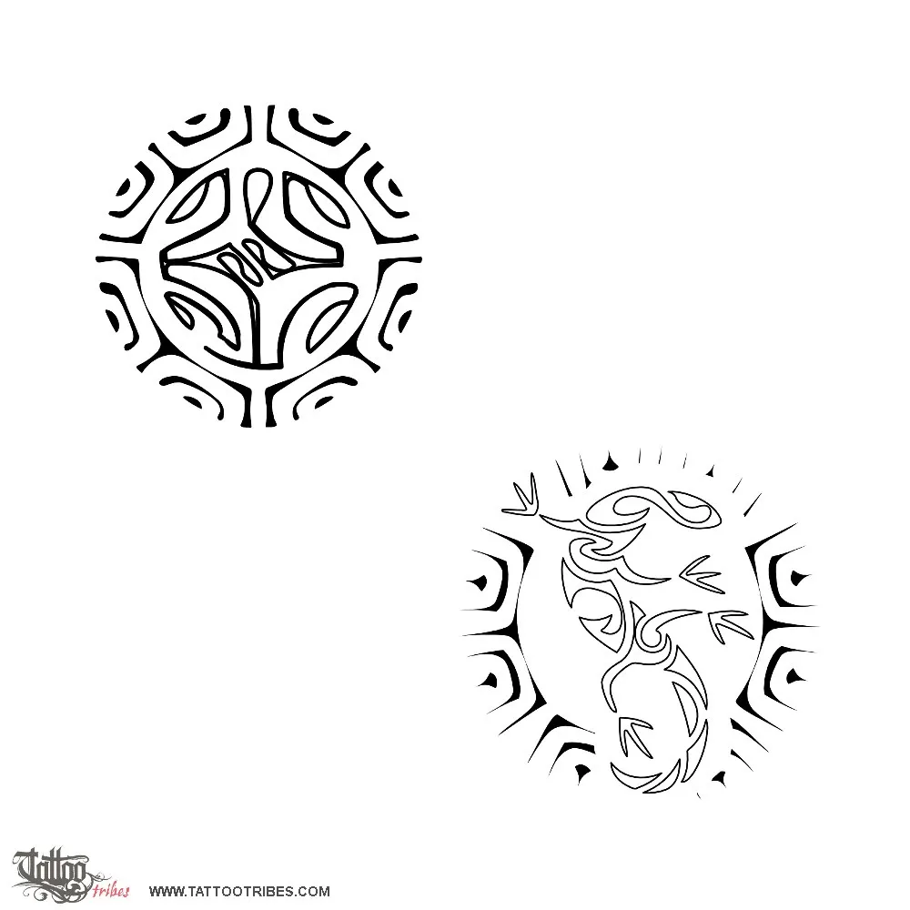 Stencil outline of Sun lizard, Luck, joy