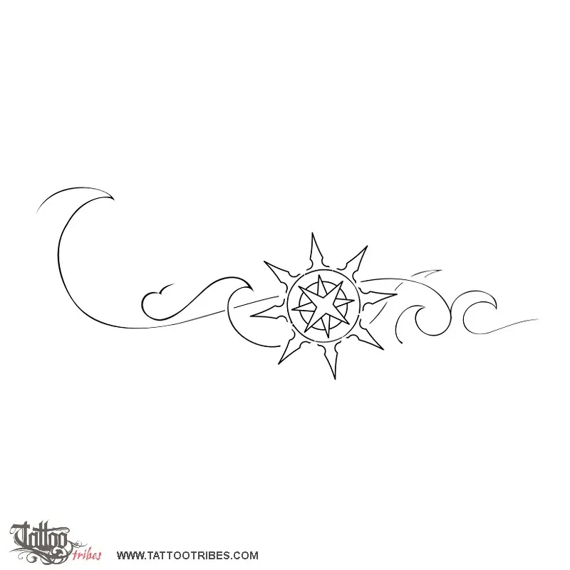 Stencil outline of Sun windrose, Direction