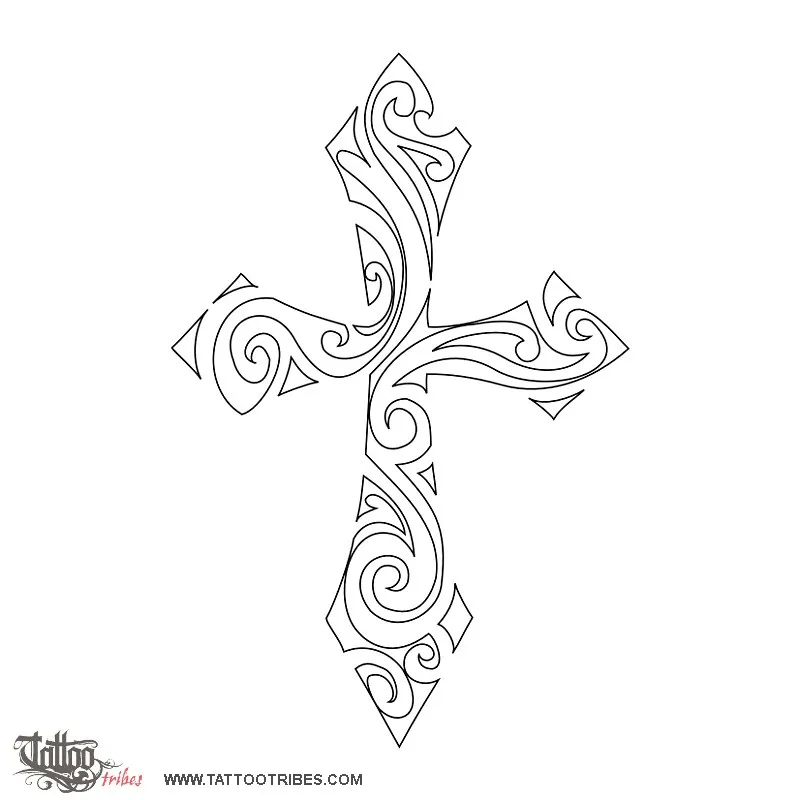 Stencil outline of Tribal cross, Faith