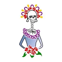 Traditional Calavera Garbancera Catrina portrait tattoo layout