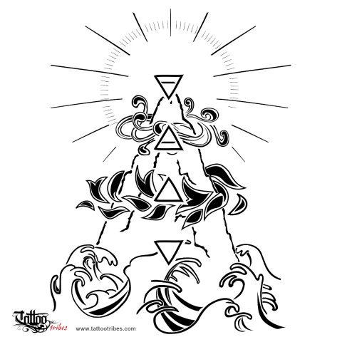 Four elements (Balance, equilibrium) tattoo design thumbnail