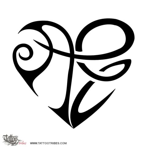 A+E heart (Union, love) tattoo design thumbnail