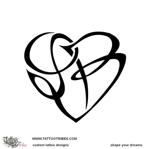 Heartigram B+L (Union) tattoo design thumbnail