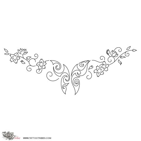Butterfly and flowers (Freedom, perfection) tattoo design thumbnail