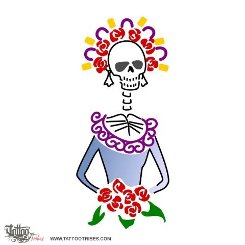 Calaca (Skeleton) tattoo design thumbnail