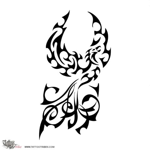 Tribal phoenix (Rebirth) tattoo design thumbnail