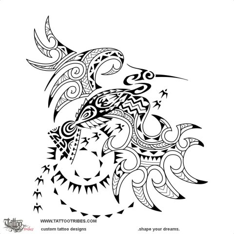 White heron (Divine wisdom) tattoo design thumbnail