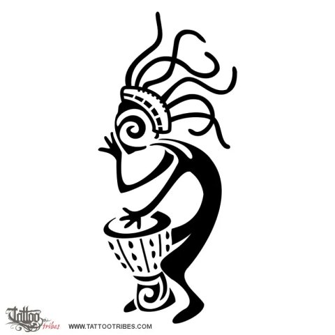 Rasta Kokopelli (Music, voyage) tattoo design thumbnail