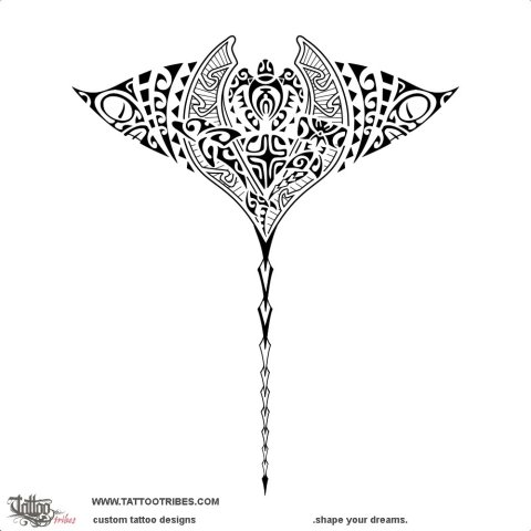 Whai repo (Eagle ray) tattoo design thumbnail