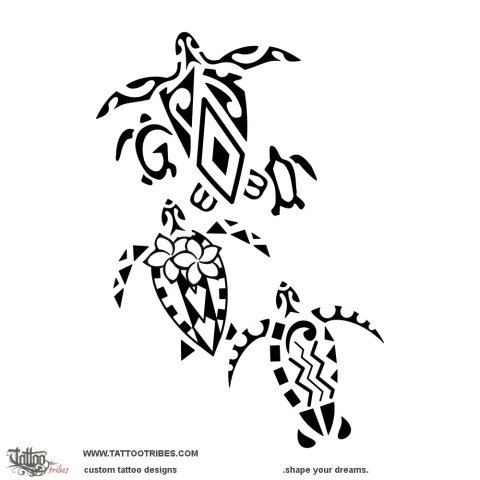 3 turtles (Siblings) tattoo design thumbnail