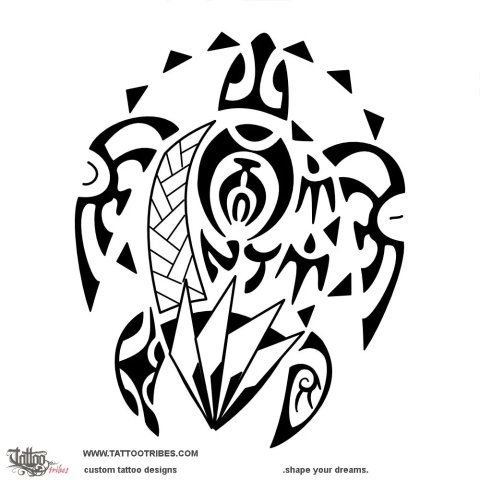 Honu pa'atore (Leatherback turtle) tattoo design thumbnail