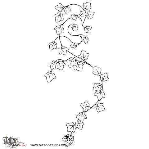 Ivy and ladybug (Fidelity and luck) tattoo design thumbnail