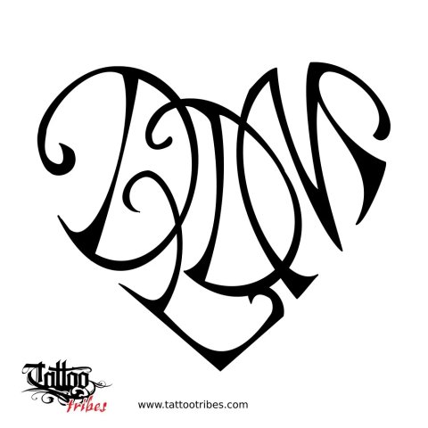 D+D+L+M heart (Union) tattoo design thumbnail