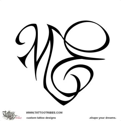 Heart M+E (Union) tattoo design thumbnail