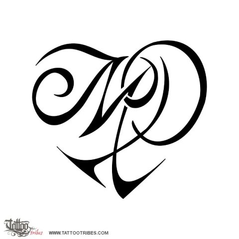 M+P heart (Love) tattoo design thumbnail