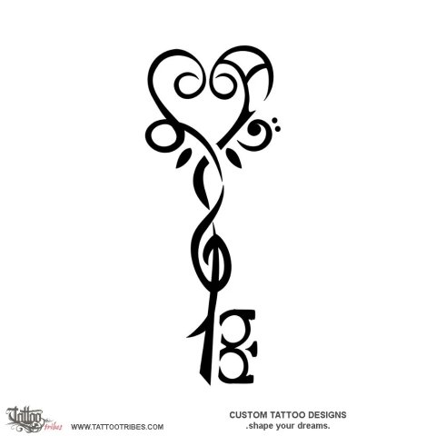 L+A key (Wedding) tattoo design thumbnail
