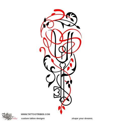 Luis heart (Key and lock) tattoo design thumbnail