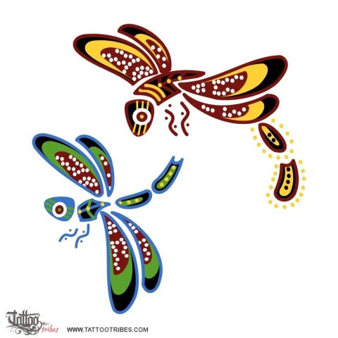 Dragonflies (Aboriginal) tattoo design thumbnail