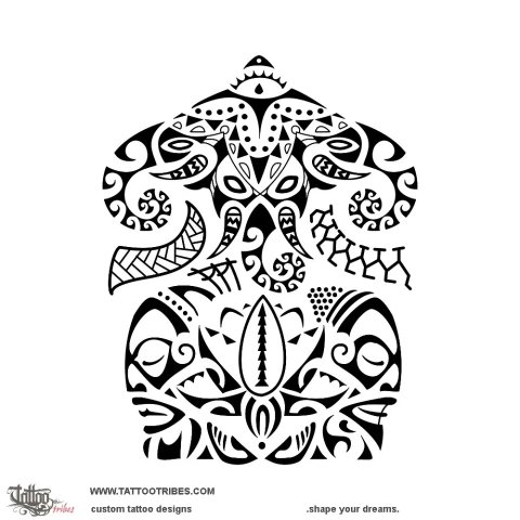 Airavata &amp; lotus (Children) tattoo design thumbnail