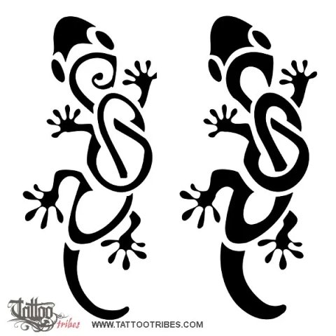 S+S gecko (Union, protection) tattoo design thumbnail