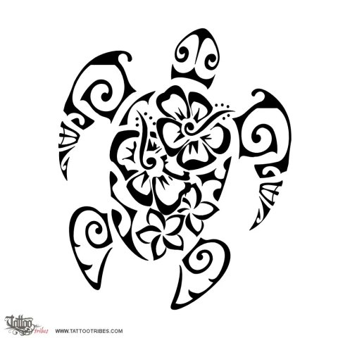 Flowers turtle (Femininity) tattoo design thumbnail