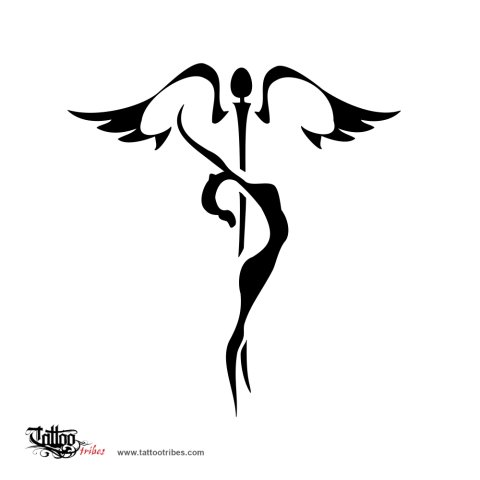 Cosmetic (Caduceus and woman) tattoo design thumbnail