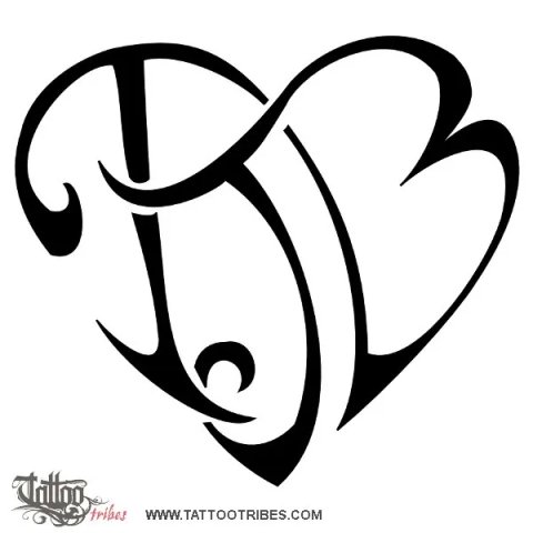 T+J+B heartigram (Union, love) tattoo design thumbnail