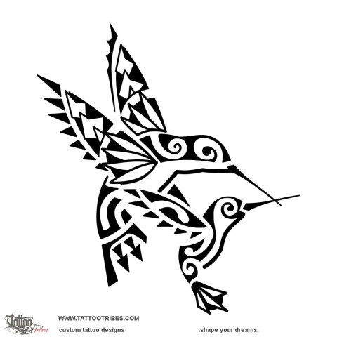 Manu hū (Hummingbirds) tattoo design thumbnail