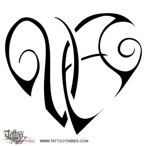 V+A heart (Union, bond) tattoo design thumbnail