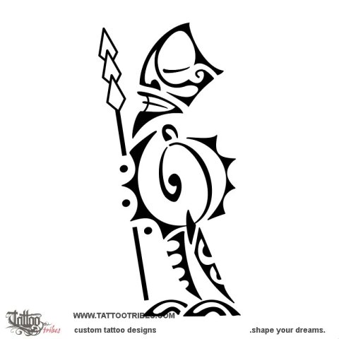 Warrior tiki (Protection) tattoo design thumbnail