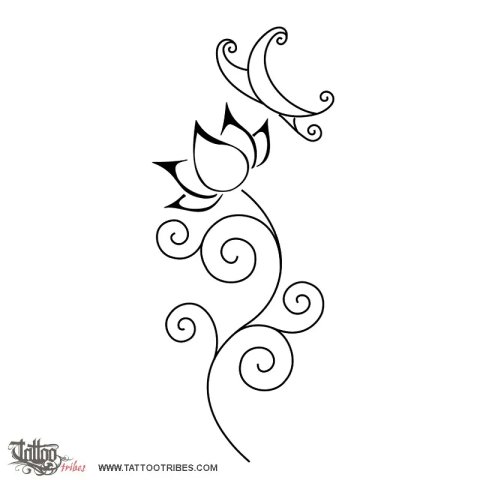 Lotus and butterfly (Beautifully reborn) tattoo design thumbnail