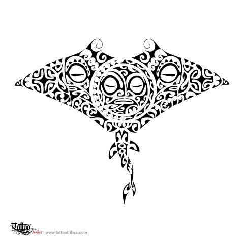 Manta backpiece (Carpe diem) tattoo design thumbnail