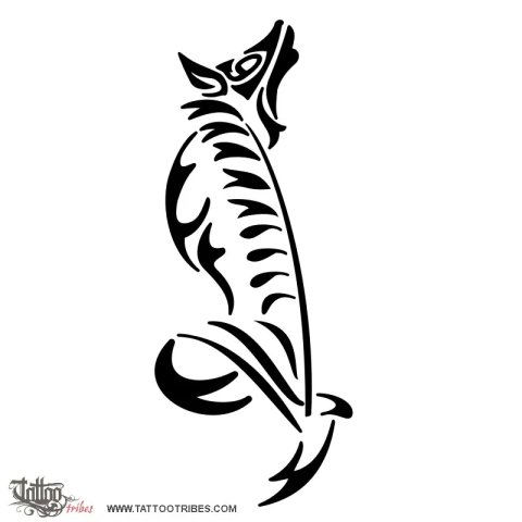 Wolf and gladiolus (Inner strength) tattoo design thumbnail