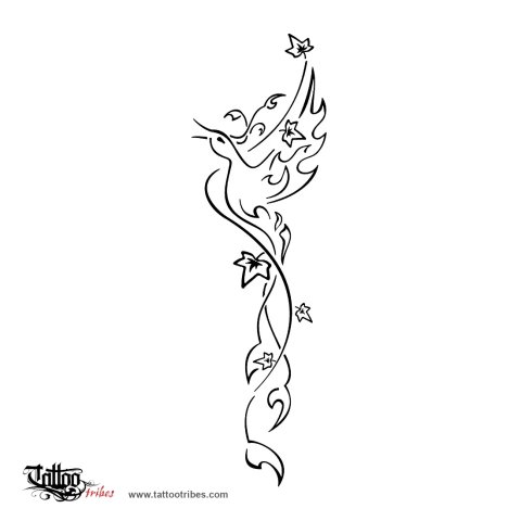 Phoenix and ivy (Rebirth, perseverance) tattoo design thumbnail