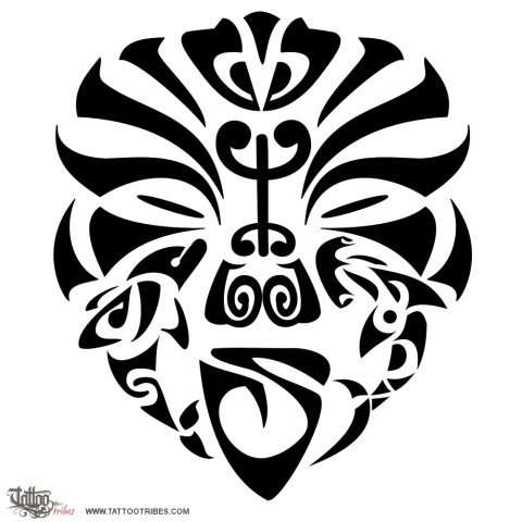 Warrior mask (tenacity, friendship) tattoo design thumbnail